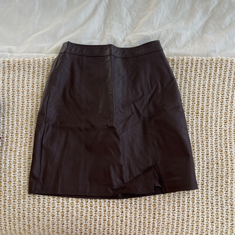 Abercrombie and Fitch vegan leather brown skirt